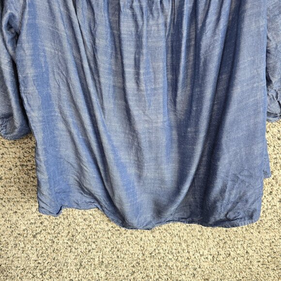 Lane Bryant Top Womens Plus 18/20 Blue Chambray Off The Shoulder Blouse Ladies - Picture 5 of 7